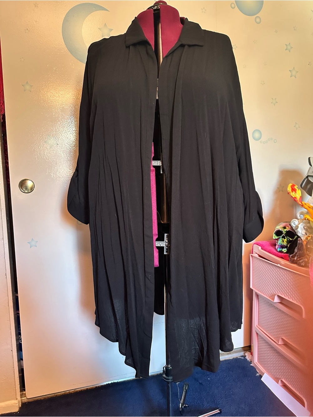 Torrid Black Flowing Open Front Duster Cardigan Size 4